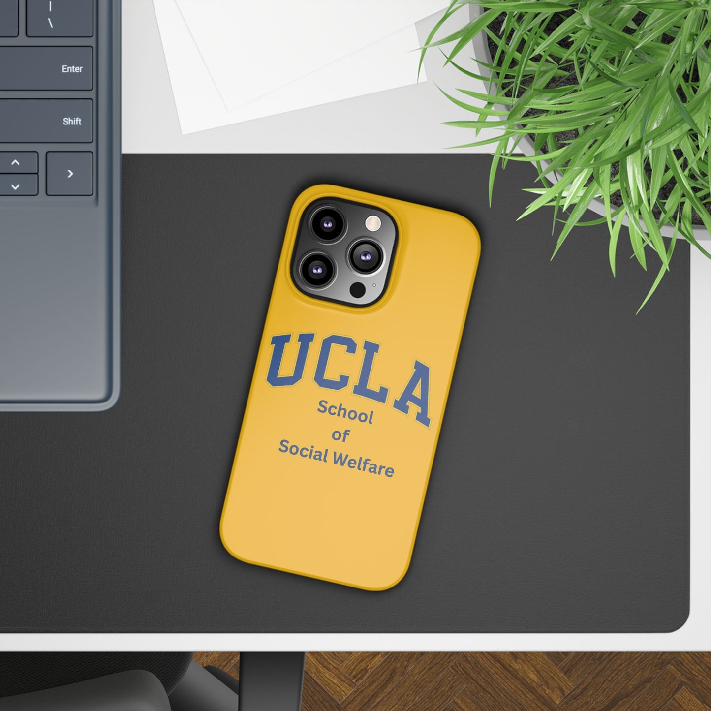UCLA Slim I-Phone Case - School of Social Welfare-Text Logo (Yellow)
