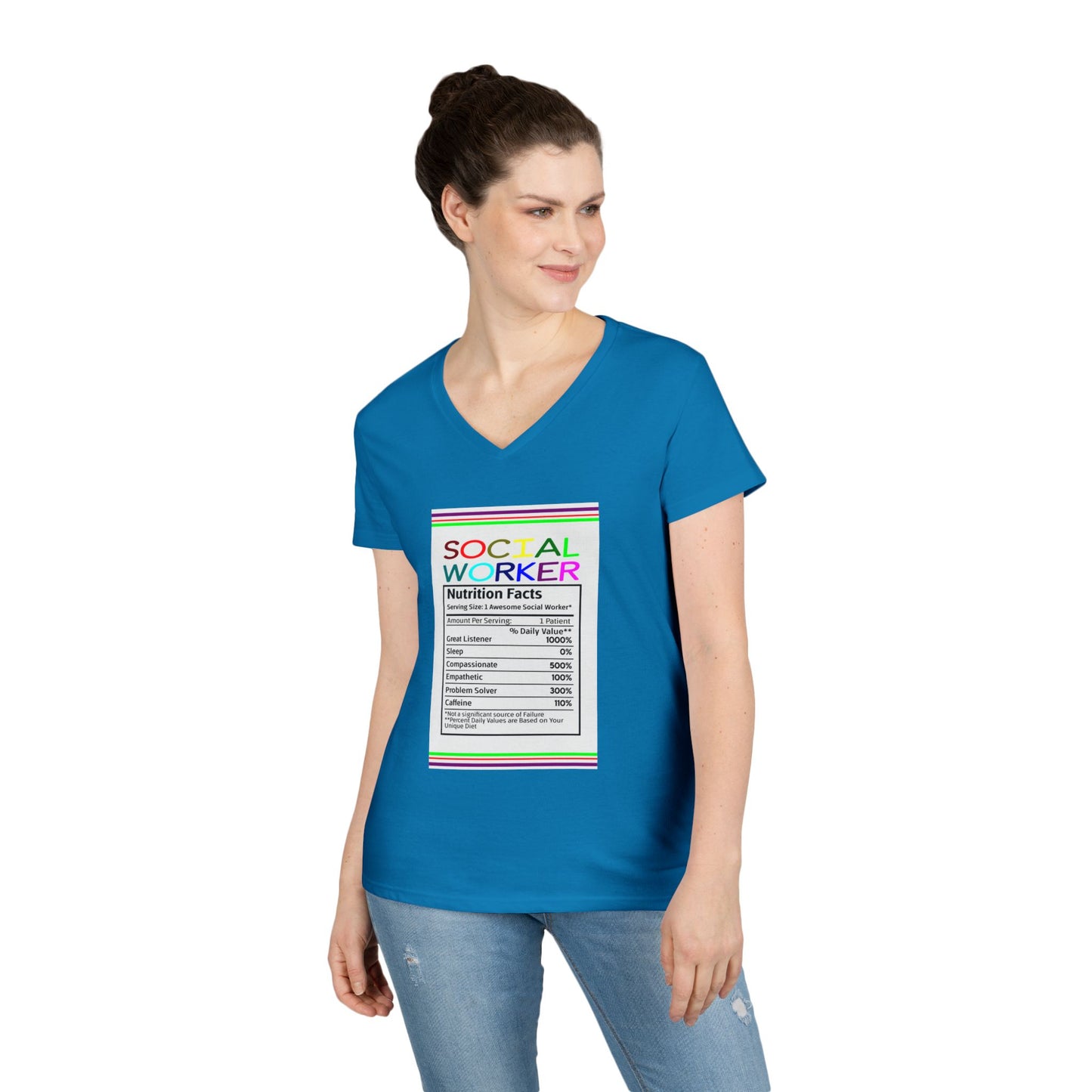 Social Worker Nutrition Facts V-Neck Tee — Women's Social Worker Gift