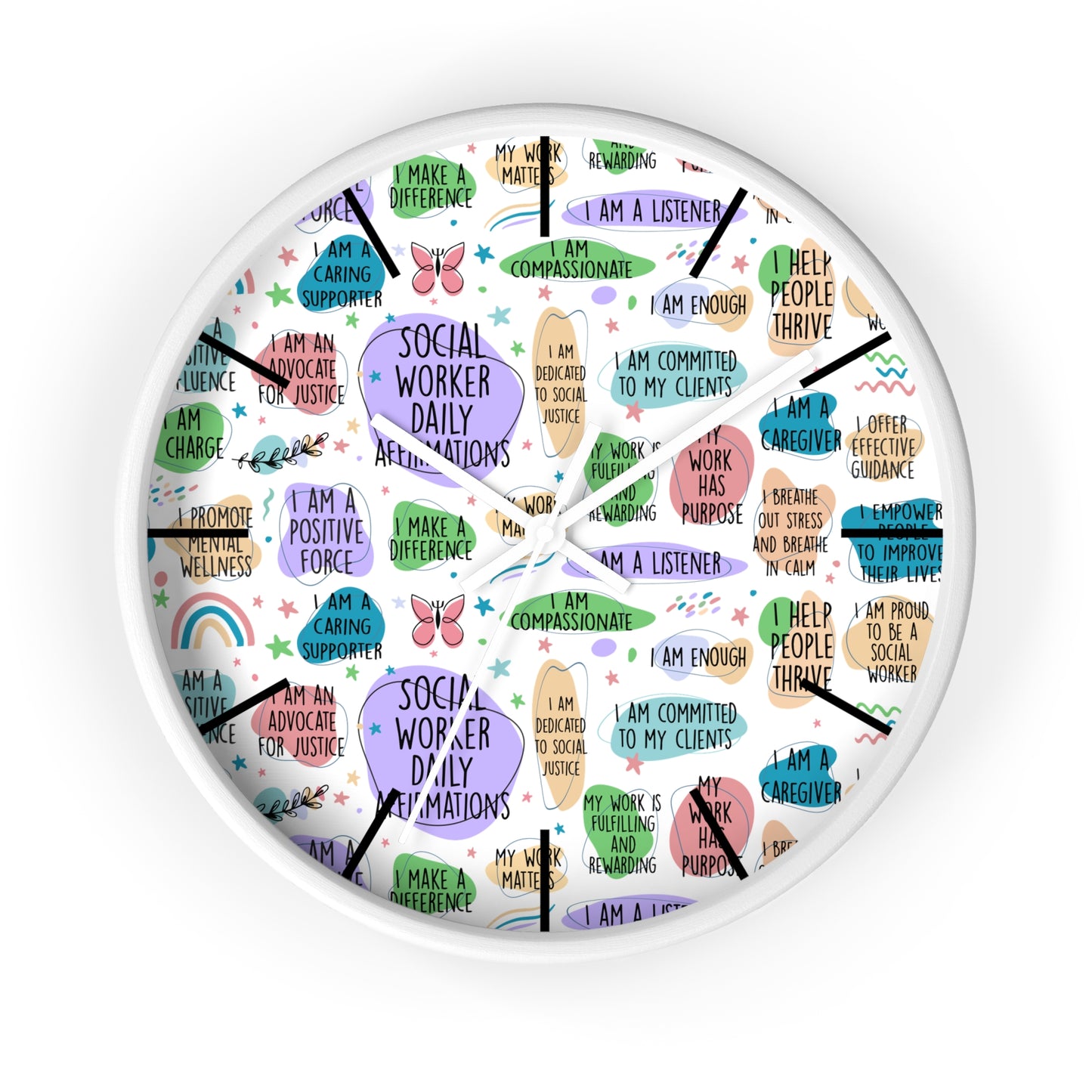 Social Worker Daily Affirmations Wall Clock — Inspirational Office Decor