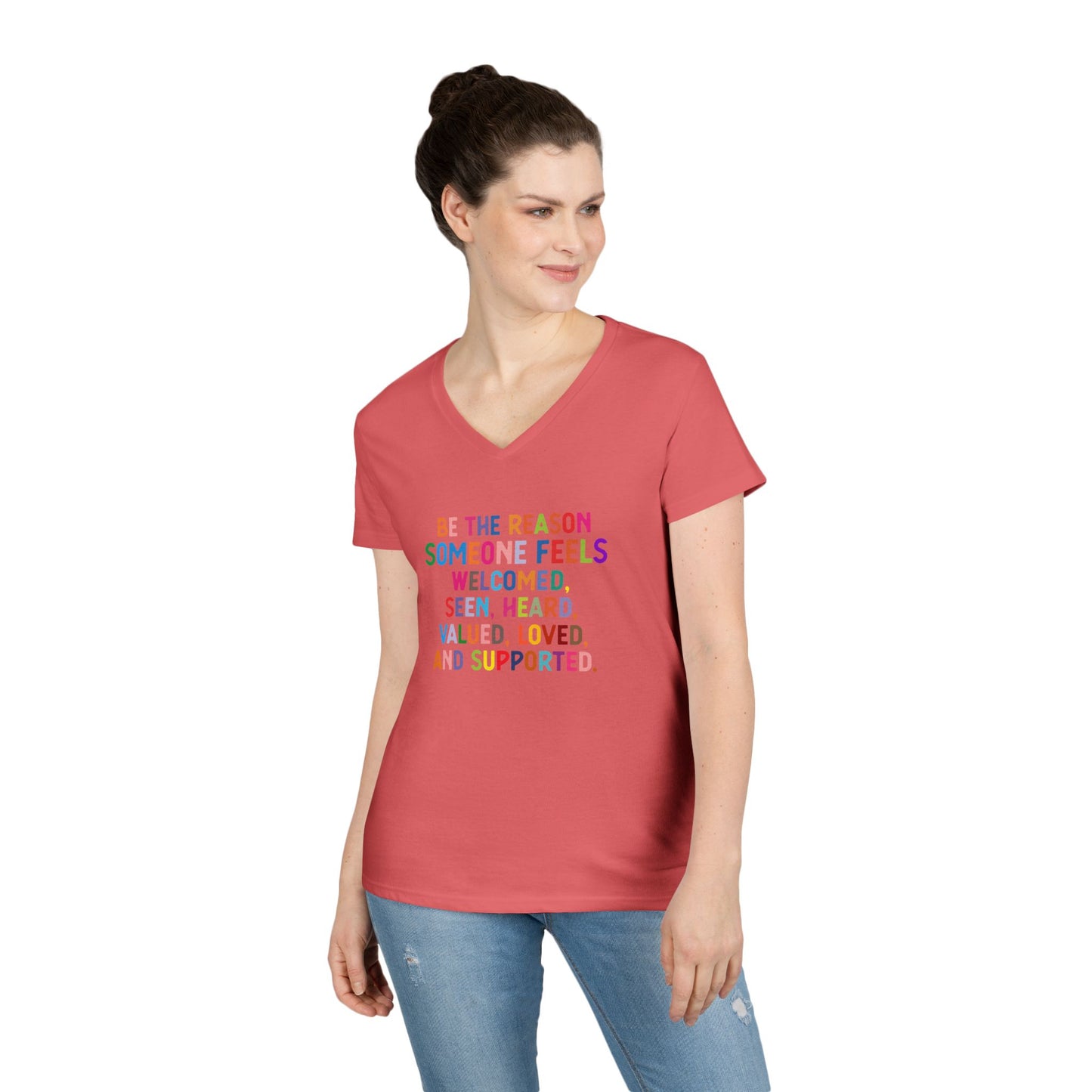 Be the Reason V-Neck Tee — Positive Message Ladies' T‑Shirt - Social Work
