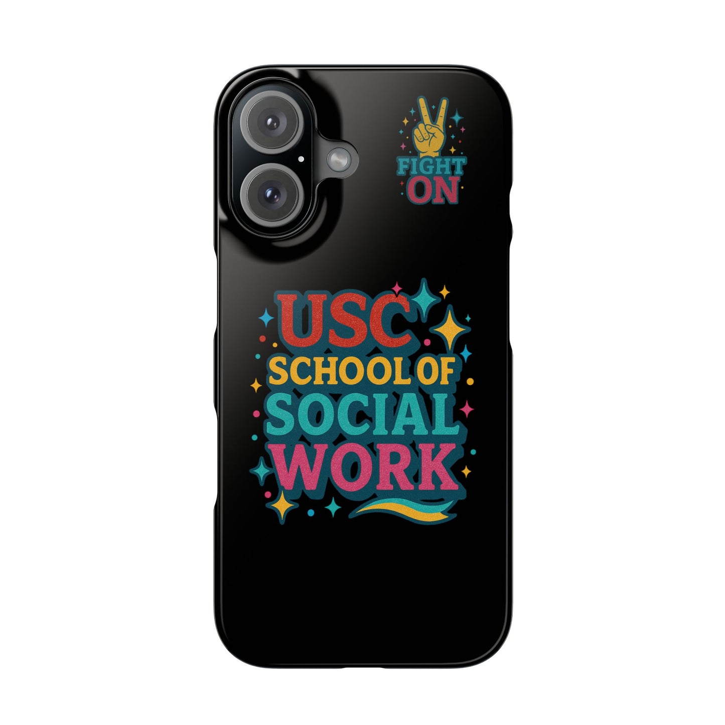 USC Trojans Slim I-Phone Case - School of Social Work - Glitter Style (Black)