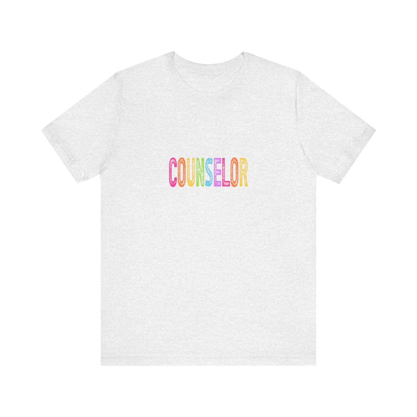 (Unisex) Counselor Rainbow Tee — Pastel 'COUNSELOR' Short Sleeve Shirt