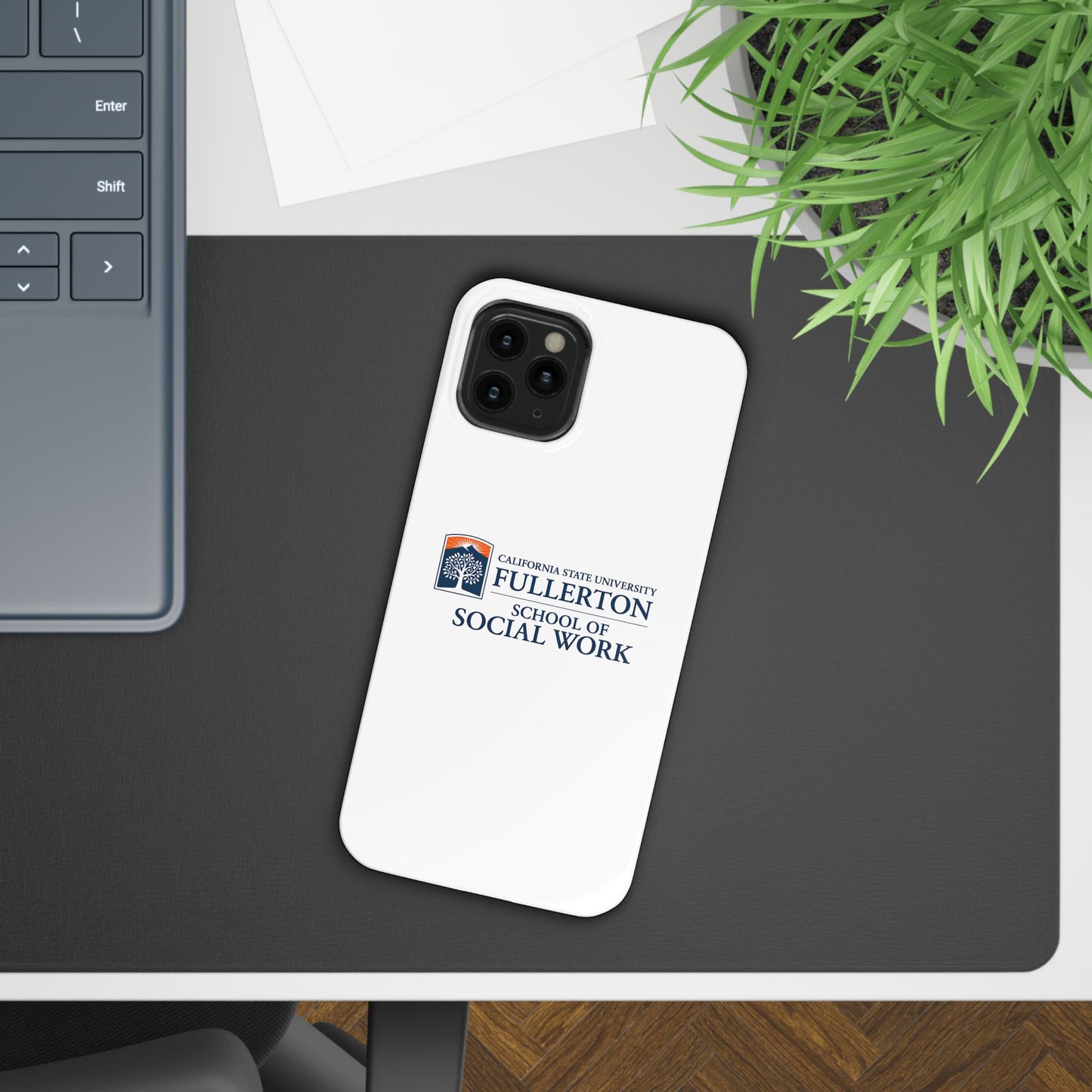 Cal State Fullerton University - Slim I-Phone Case - School of Social Work (White)