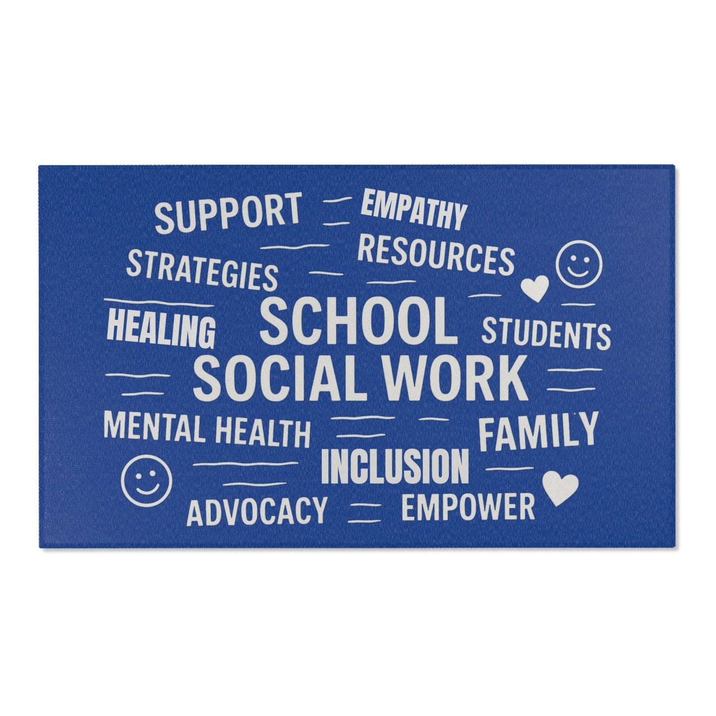 School Social Work Inspirational Area Rug - Royal Blue