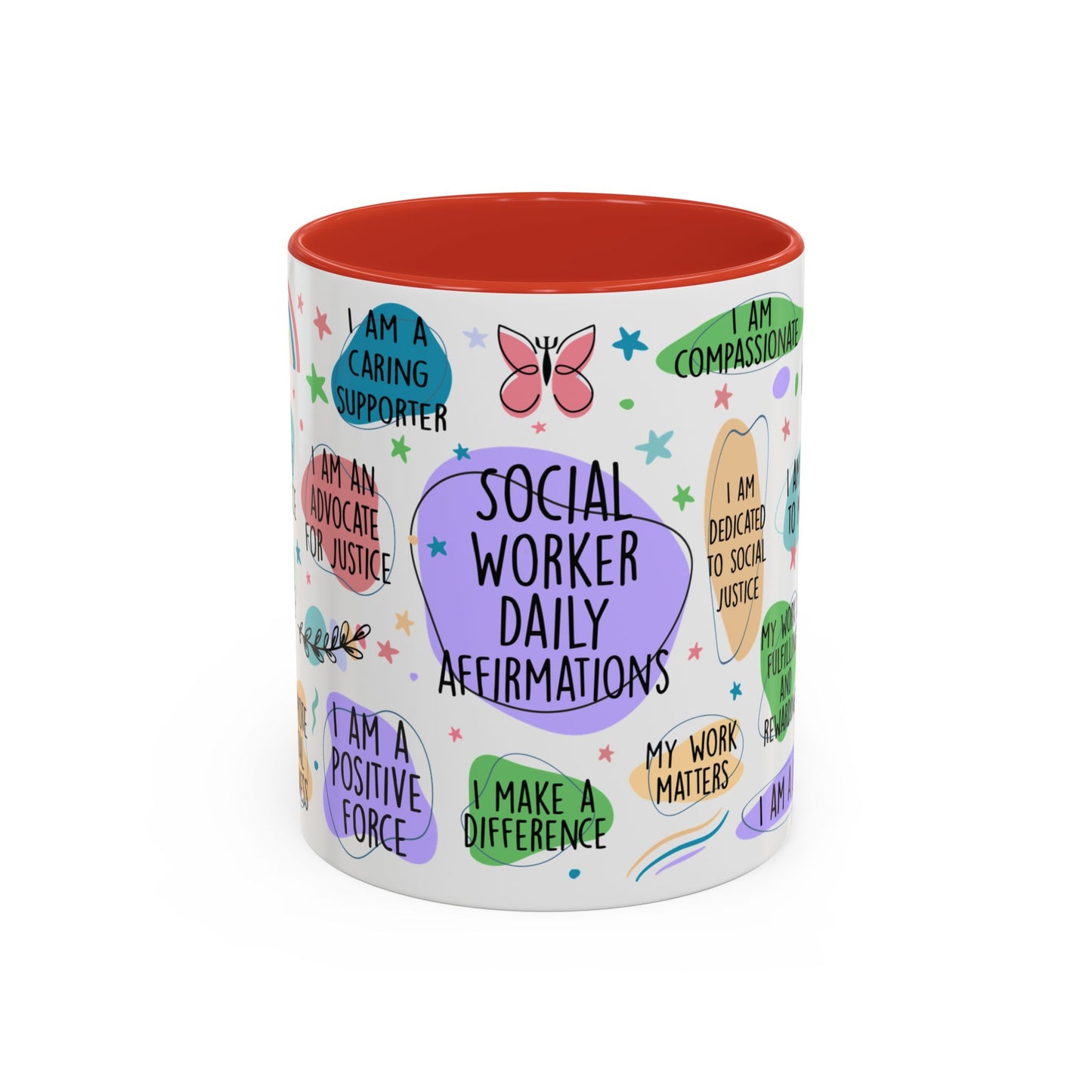 Social Worker Daily Affirmations Accent Coffee Mug — Inspirational -15oz