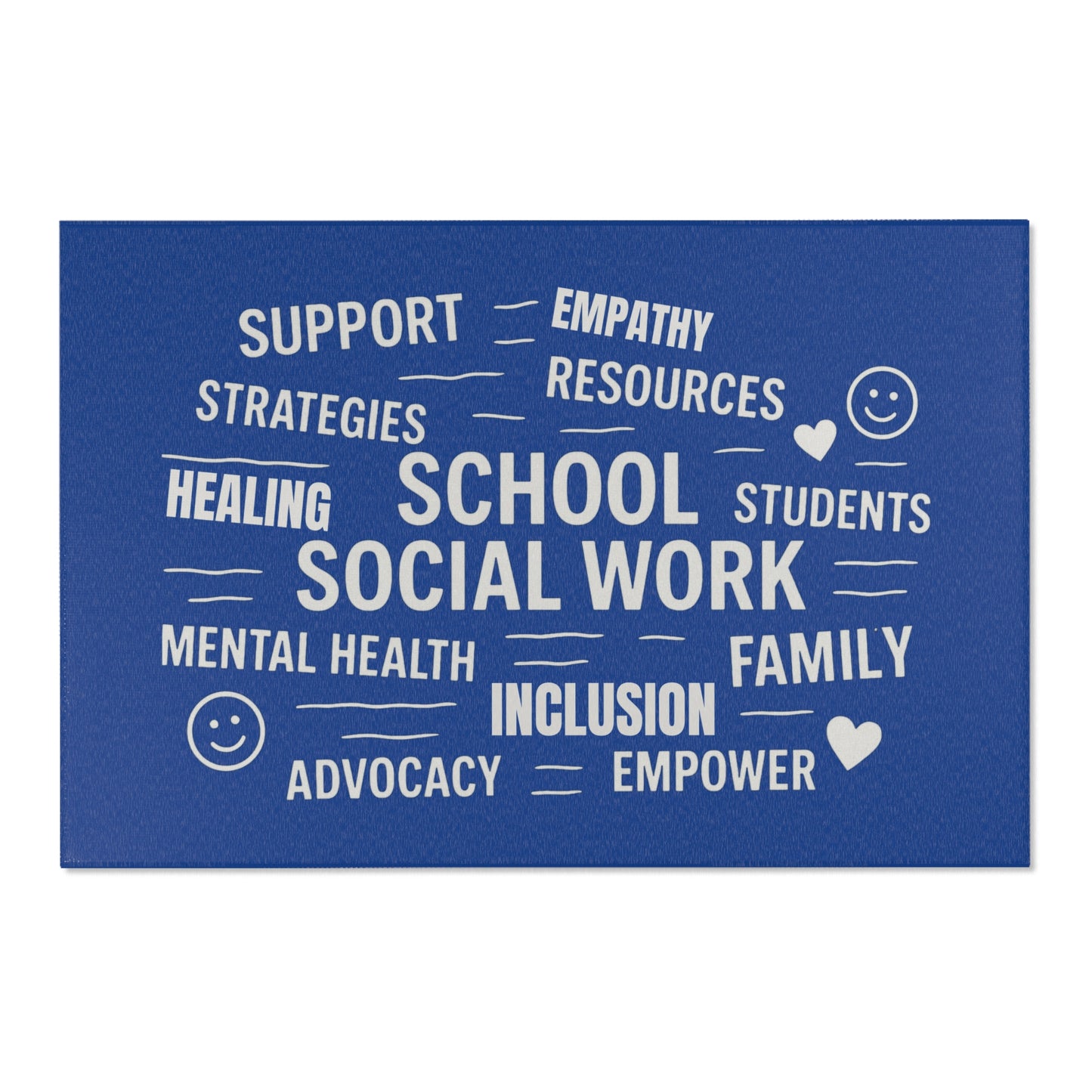 School Social Work Inspirational Area Rug - Royal Blue