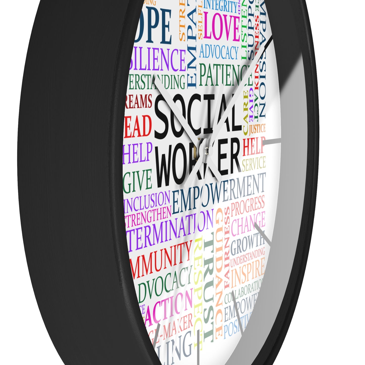 Social Worker Word Cloud Wall Clock — Inspirational Office Decor Gift