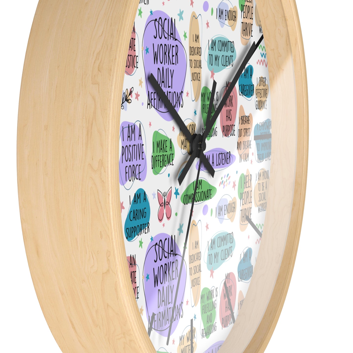 Social Worker Daily Affirmations Wall Clock — Inspirational Office Decor
