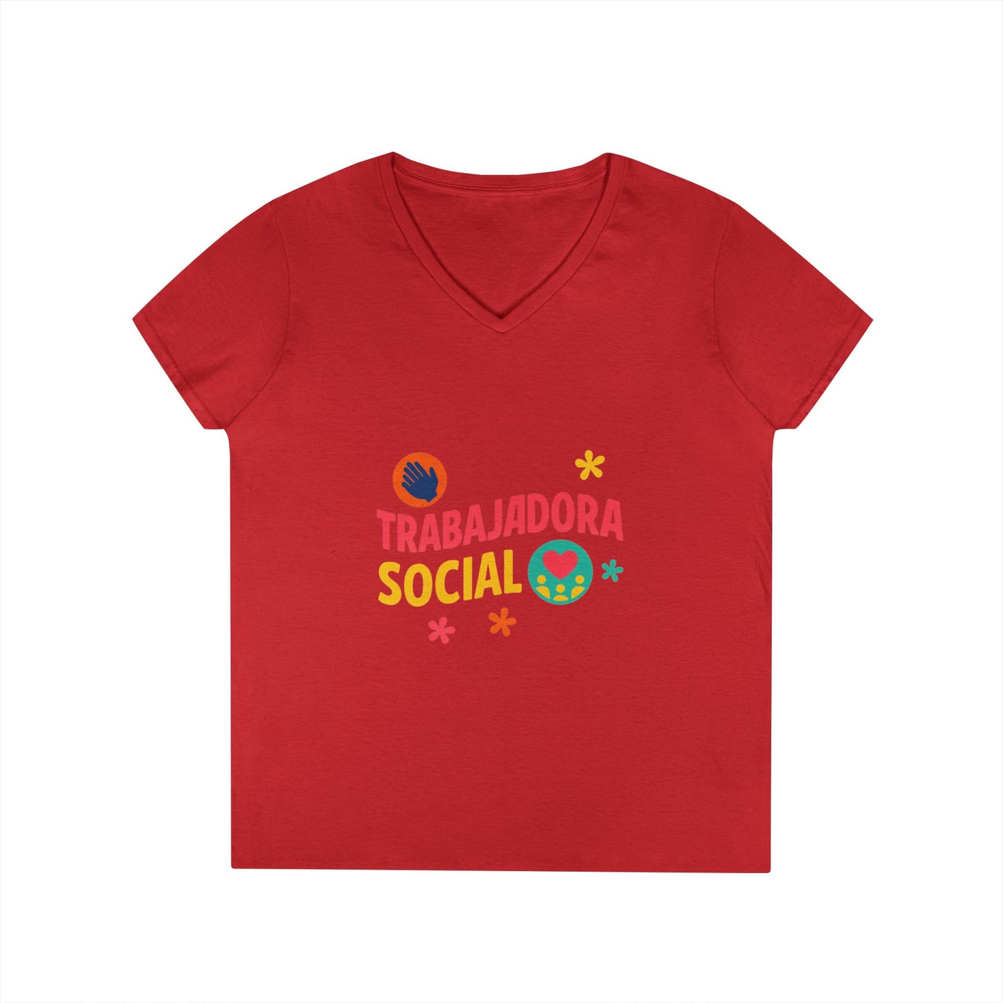 Trabajadora Social V-Neck Tee — Spanish Social Worker T-Shirt, Colorful Empowerment Gift