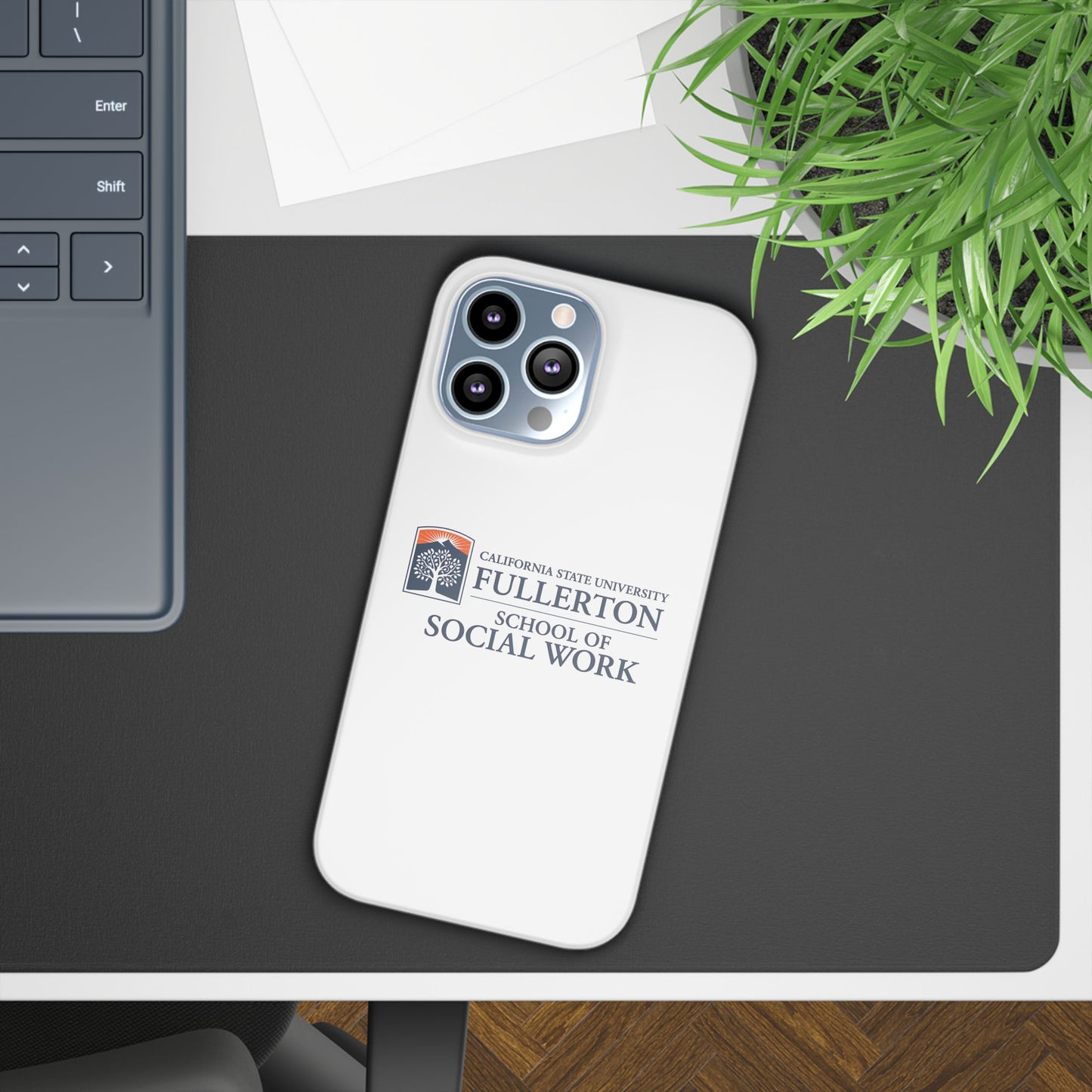 Cal State Fullerton University - Slim I-Phone Case - School of Social Work (White)