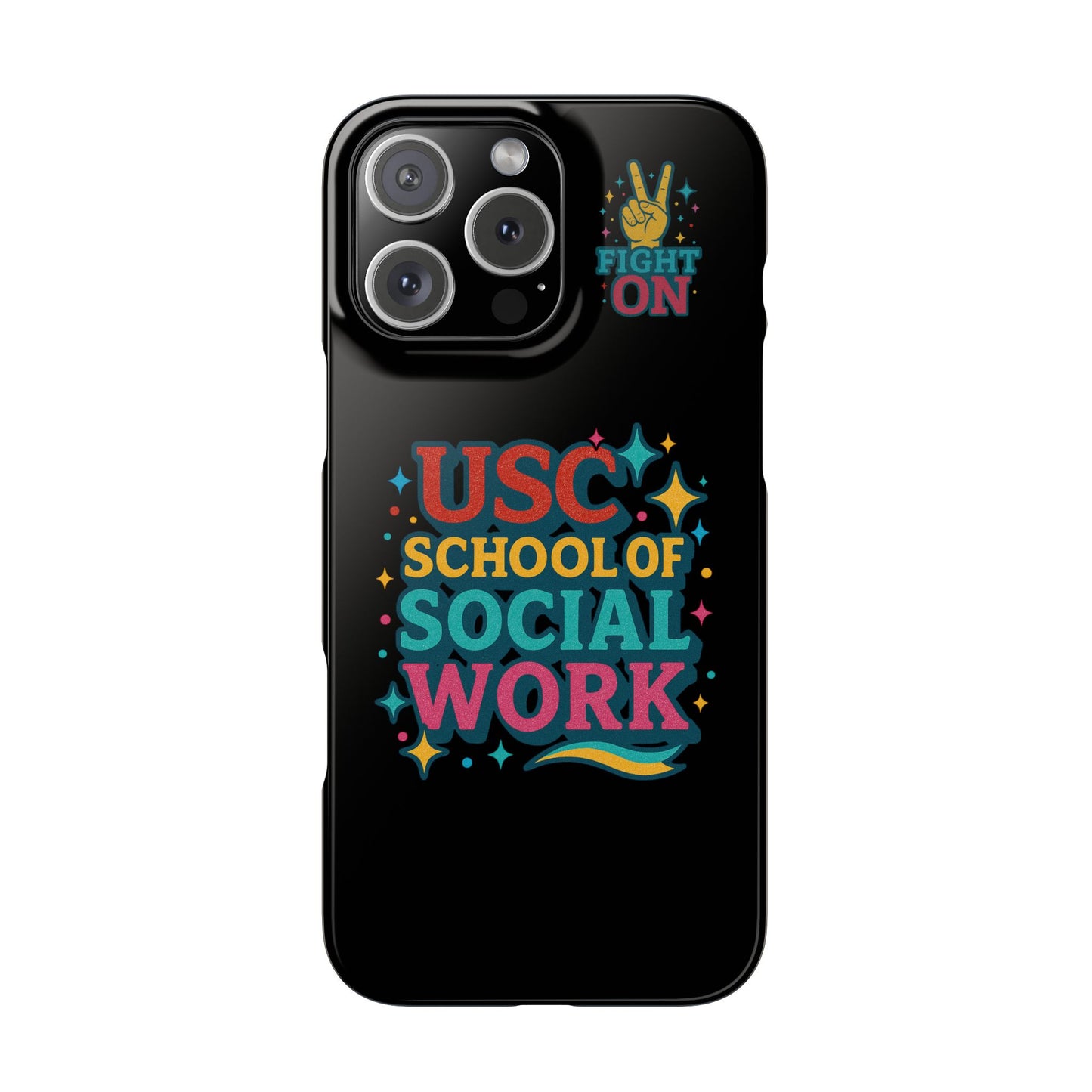 USC Trojans Slim I-Phone Case - School of Social Work - Glitter Style (Black)