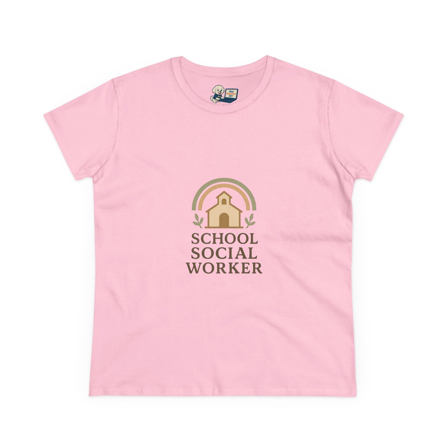 School Social Worker with Earth Tone Logo -Women's Midweight Cotton T-Shirt