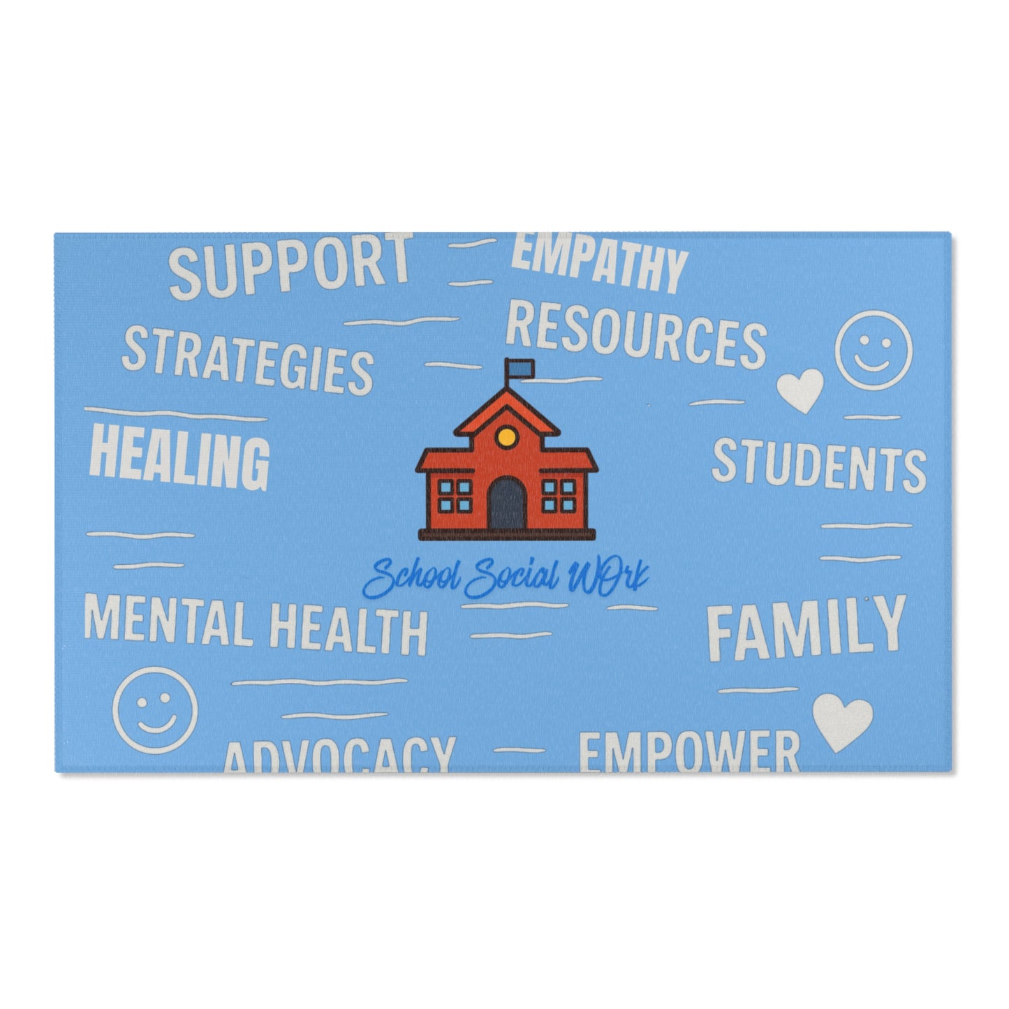 School Social Work Inspirational Area Rug - Baby Blue With Logo