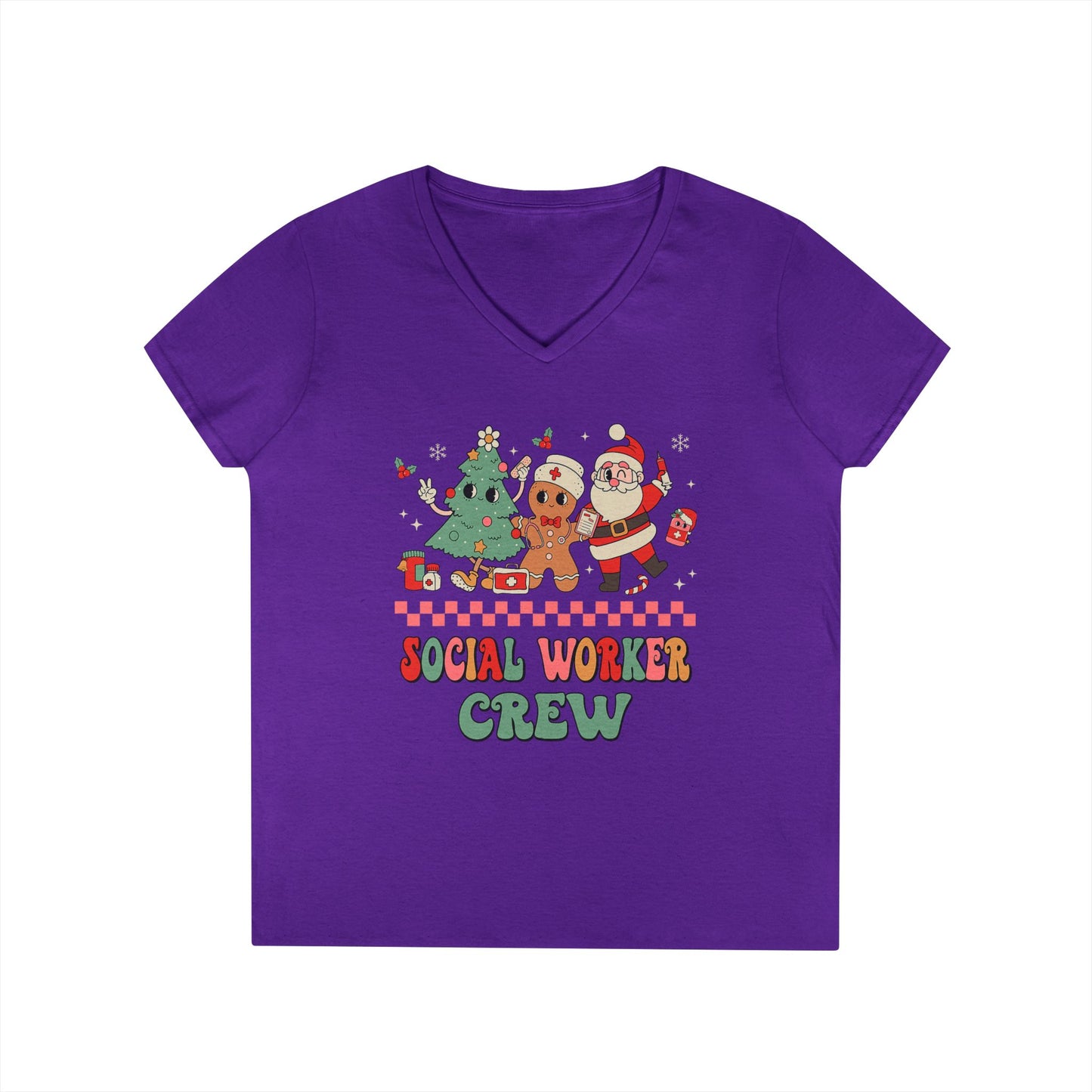 Social Worker Crew Christmas V-Neck Tee