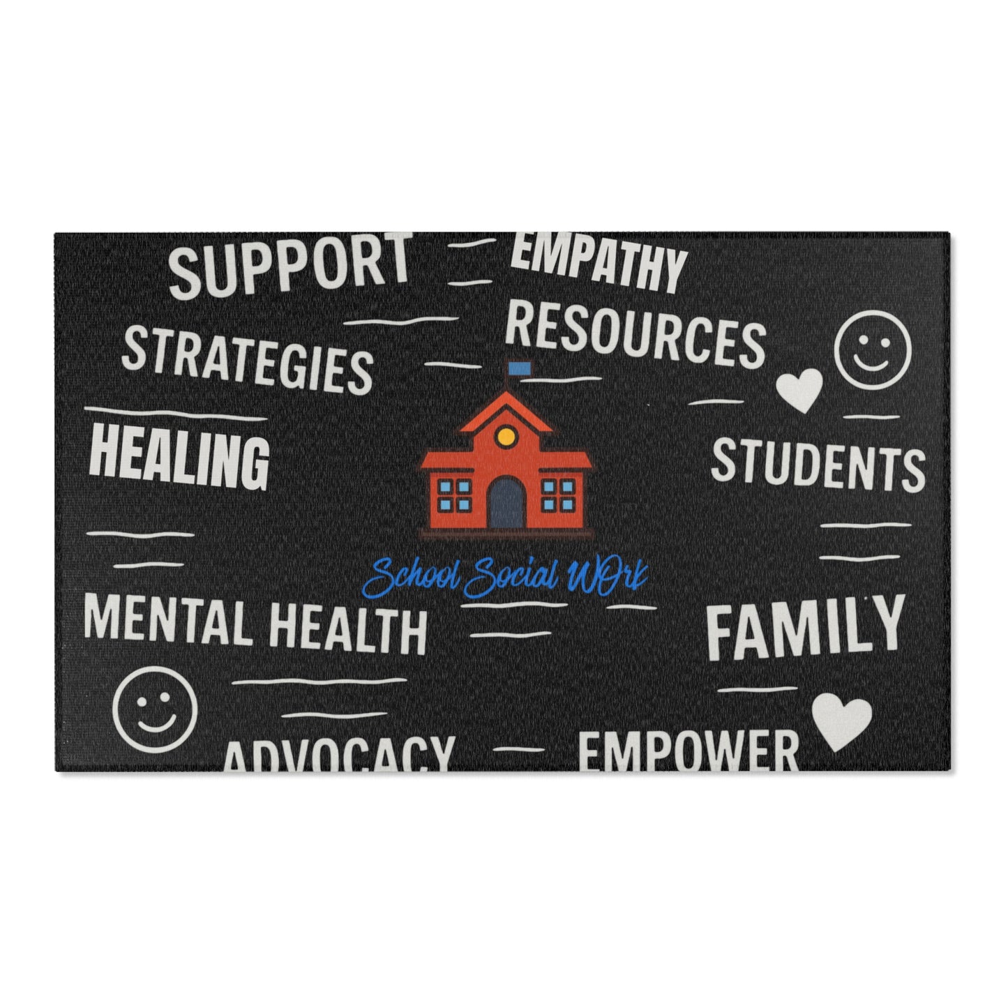 School Social Work Inspirational Area Rug - Black With Logo