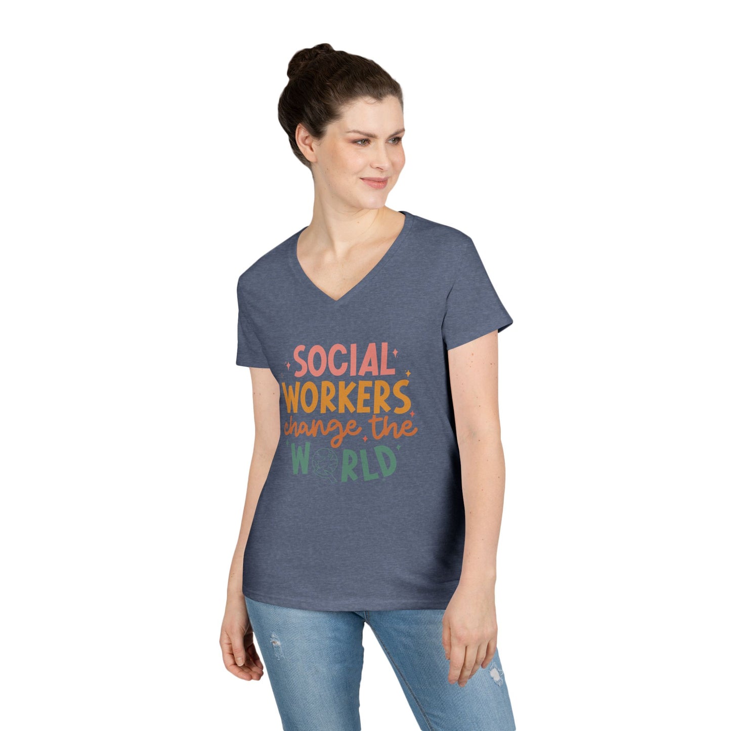 Social Workers Change the World V-Neck Tee