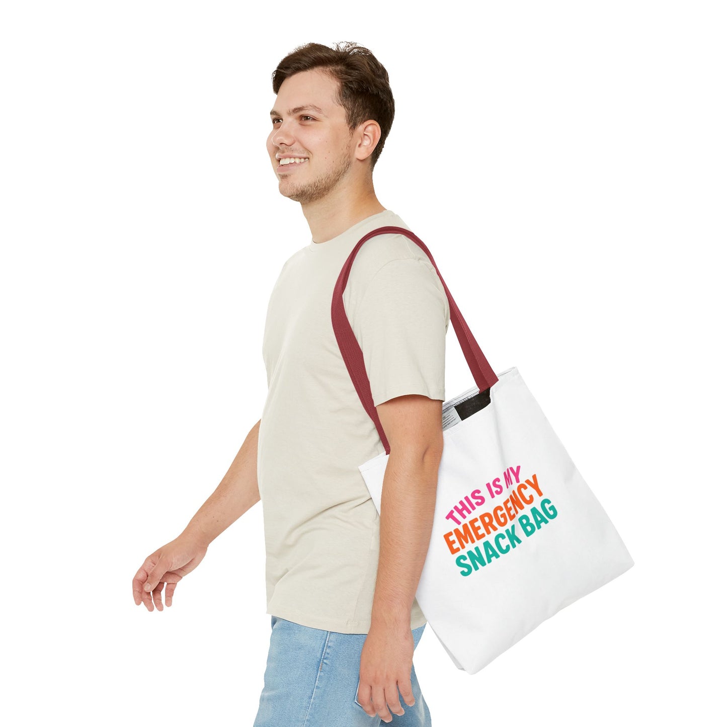 Snack Emergency Tote Bag — "This Is My Emergency Snack Bag" Cute Grocery/Everyday Carry (Social Work/Mental Health)