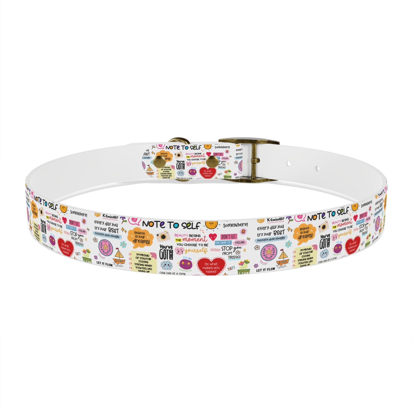 Dog Collar — Whimsical 'Note to Self' Positive Words Quote Pattern Pet Collar