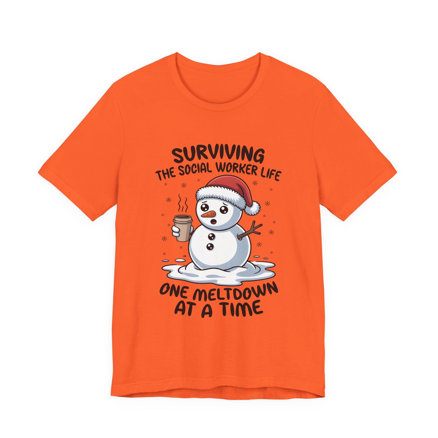 Men's Social Worker Snowman Tee — "Surviving the Social Worker Life: One Meltdown at a Time"
