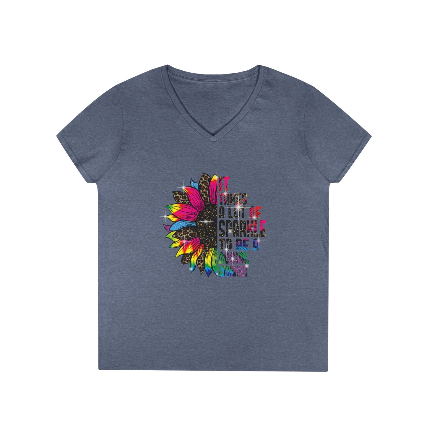 Social Worker V-Neck T-Shirt - "It Takes A Lot Of Sparkle To Be A Social Worker" Colorful Floral Design