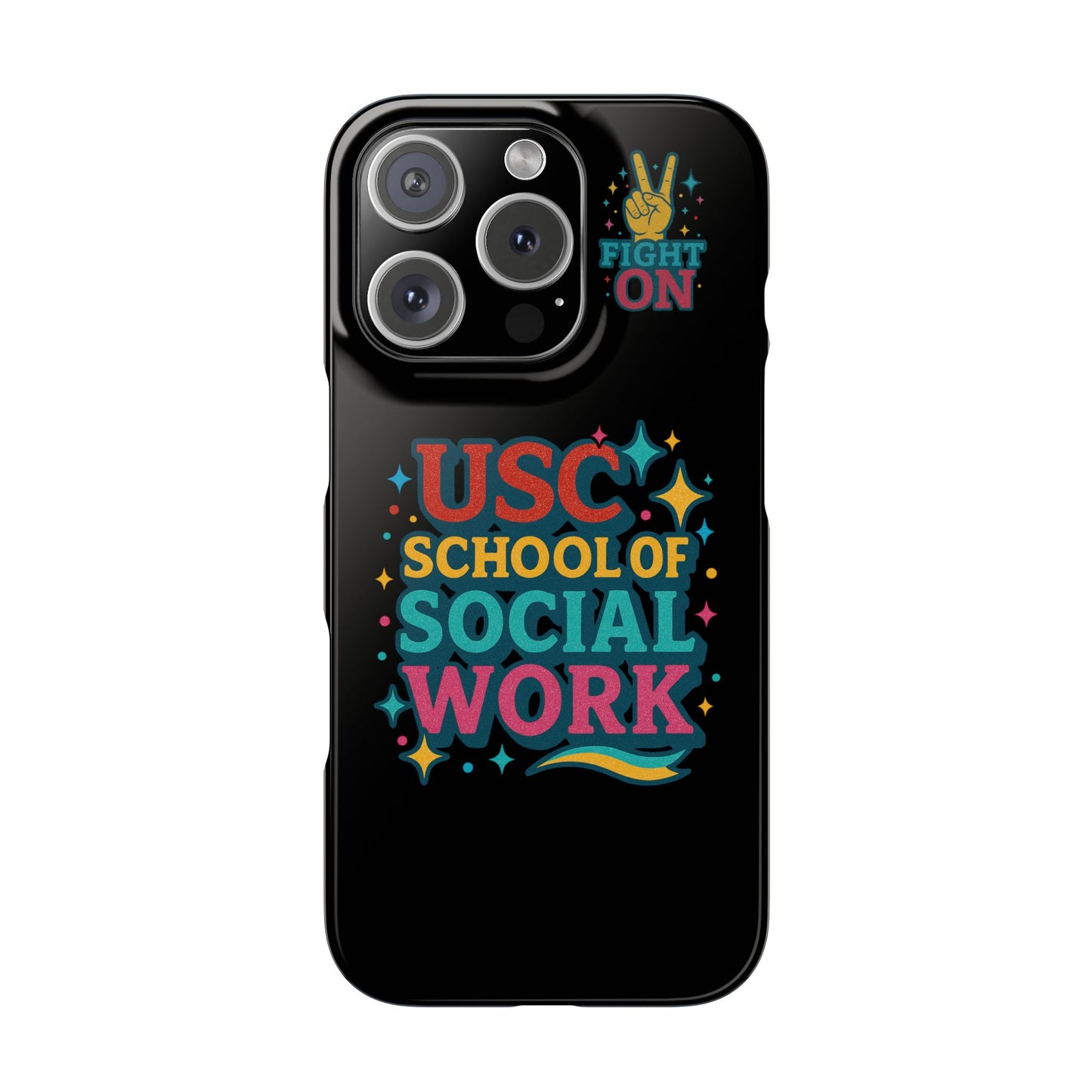 USC Trojans Slim I-Phone Case - School of Social Work - Glitter Style (Black)