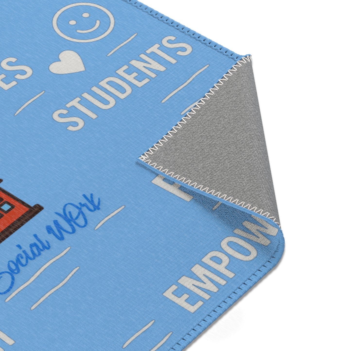 School Social Work Inspirational Area Rug - Baby Blue With Logo