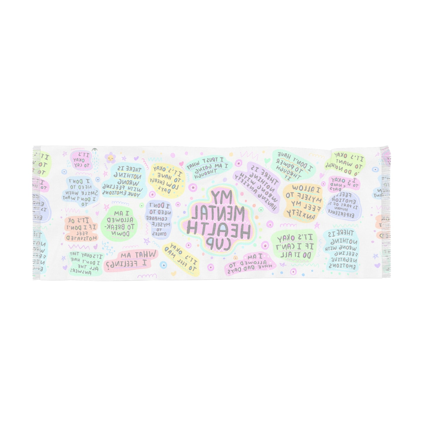 Mental Health Cup Light Scarf — Pastel Affirmation Mental Wellness Scarf (Social Work/Mental Health)