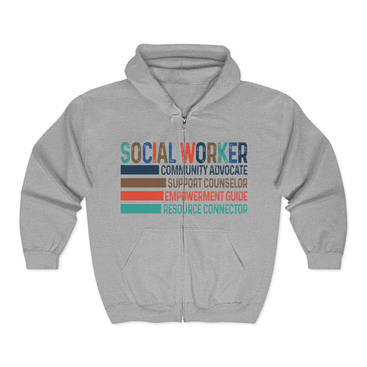 Social Worker Full-Zip Hoodie —Retro & Fun!