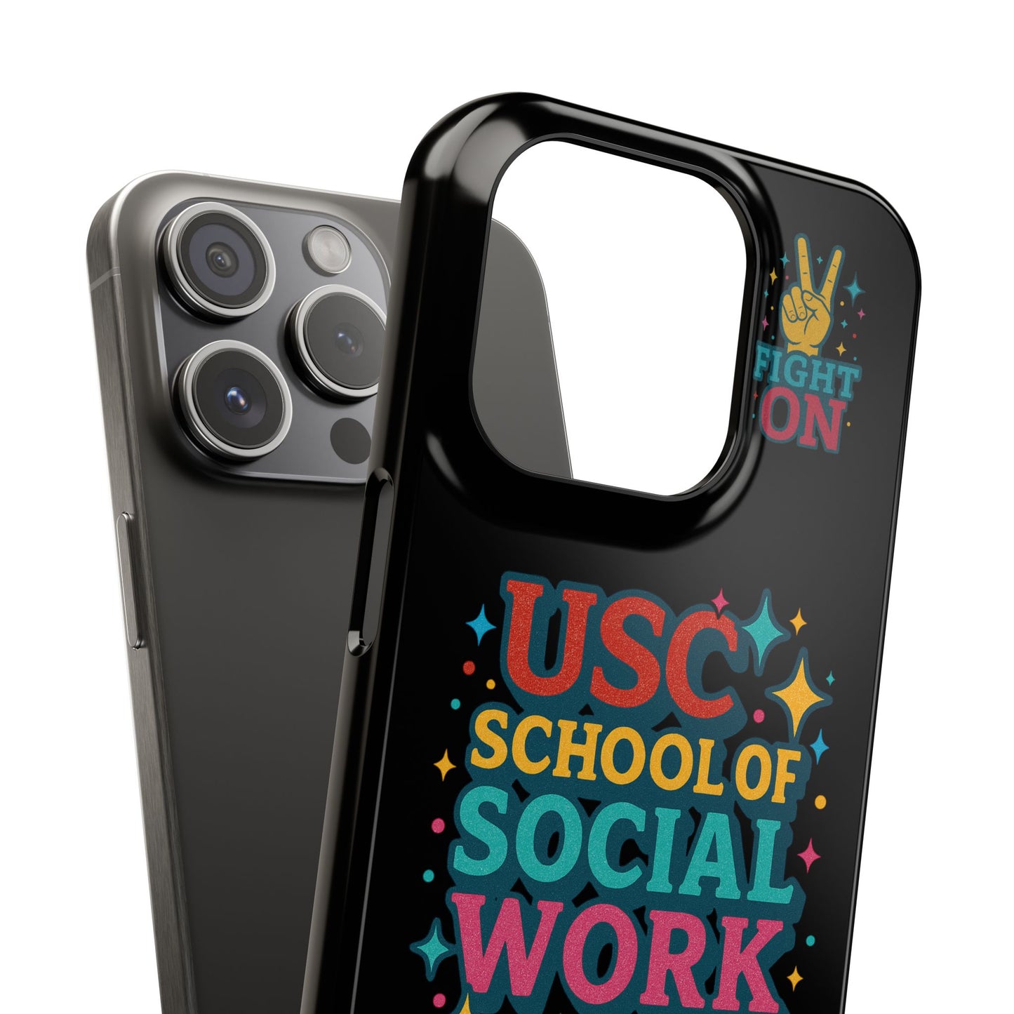 USC Trojans Slim I-Phone Case - School of Social Work - Glitter Style (Black)