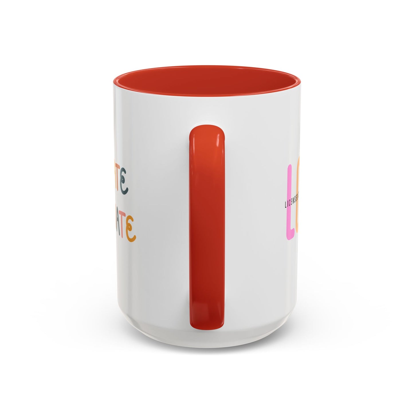 LCSW-Advocate and Caffeinate Accent Coffee Mug — Colorful Social Woker Coffee Cup (15 oz)
