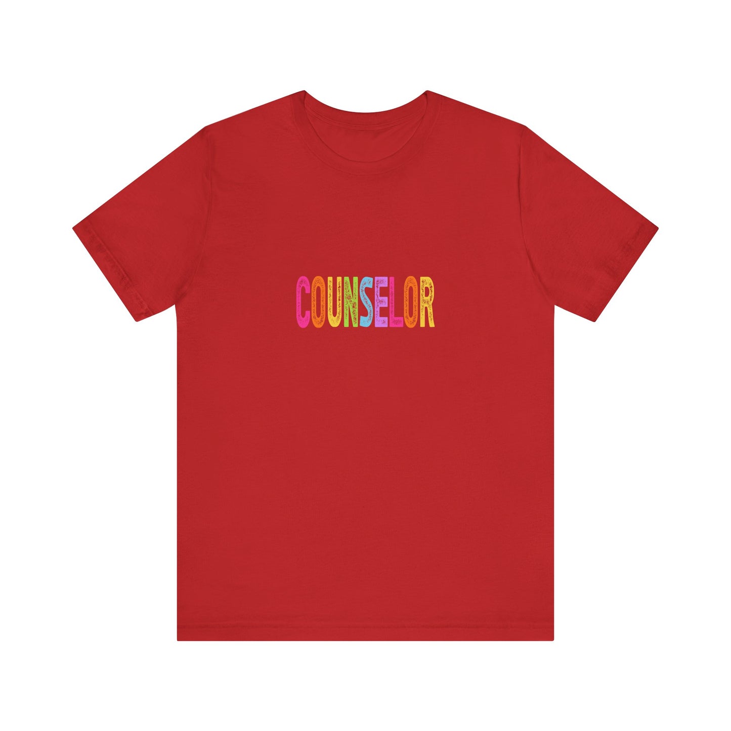 (Unisex) Counselor Rainbow Tee — Pastel 'COUNSELOR' Short Sleeve Shirt