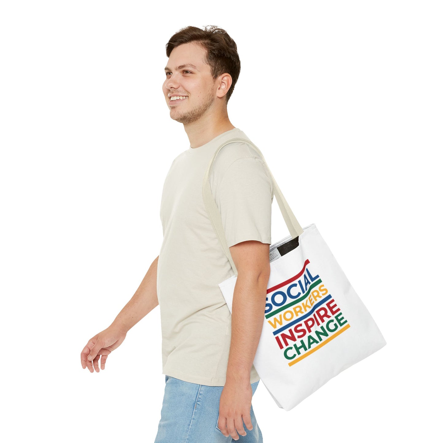 Social Worker Tote Bag — Inspirational "Social Workers Inspire Change" Two Side Design