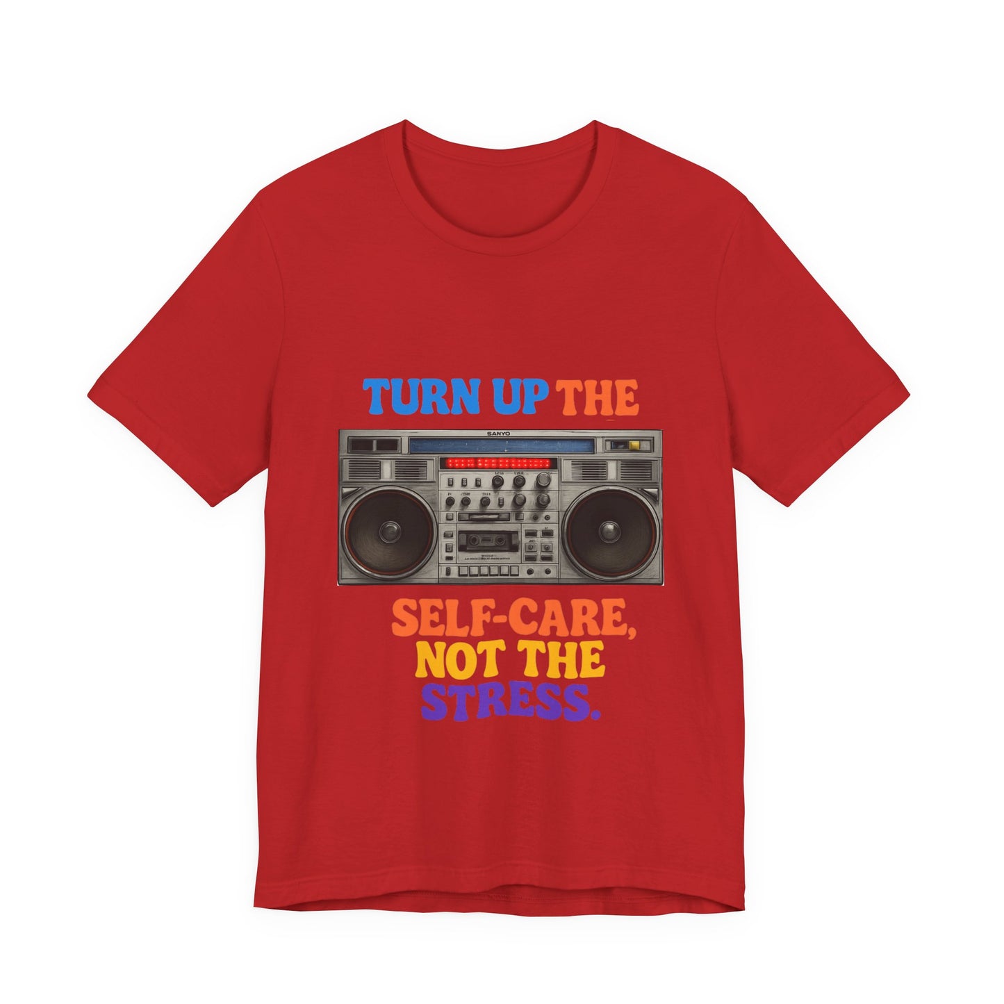 Unisex -Turn Up the Self-Care Tee — Retro Boombox Mental Health Shirt