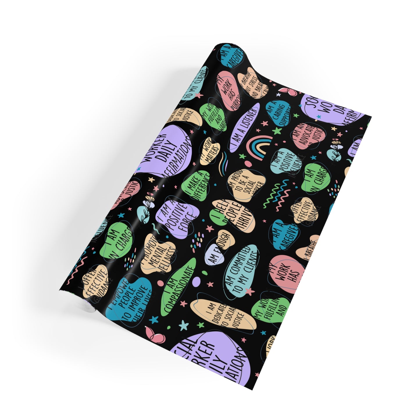 Christmas & Birthday Wrapping Paper Roll – Social Worker Appreciation Pattern (’Social Worker Daily Affirmation’)