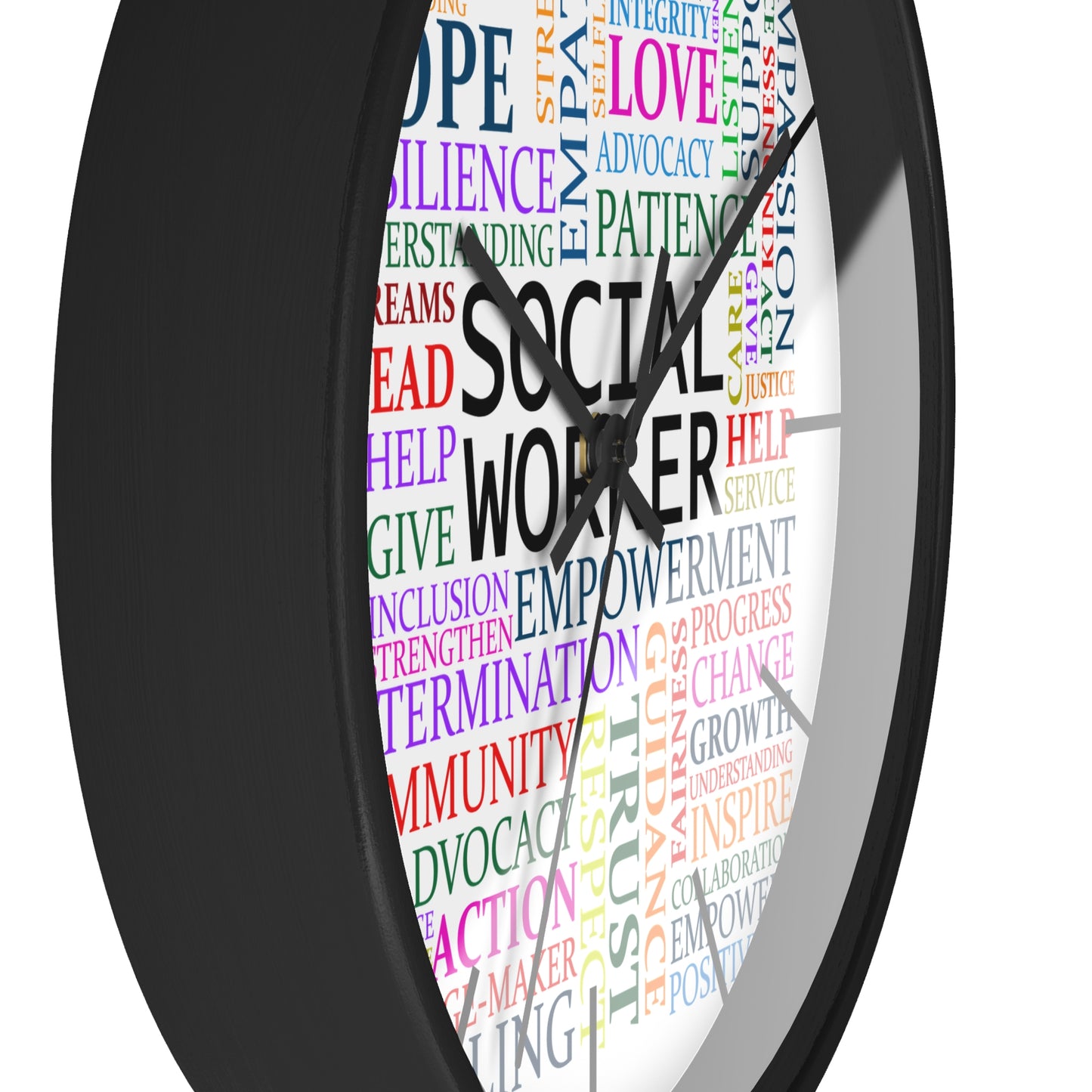Social Worker Word Cloud Wall Clock — Inspirational Office Decor Gift