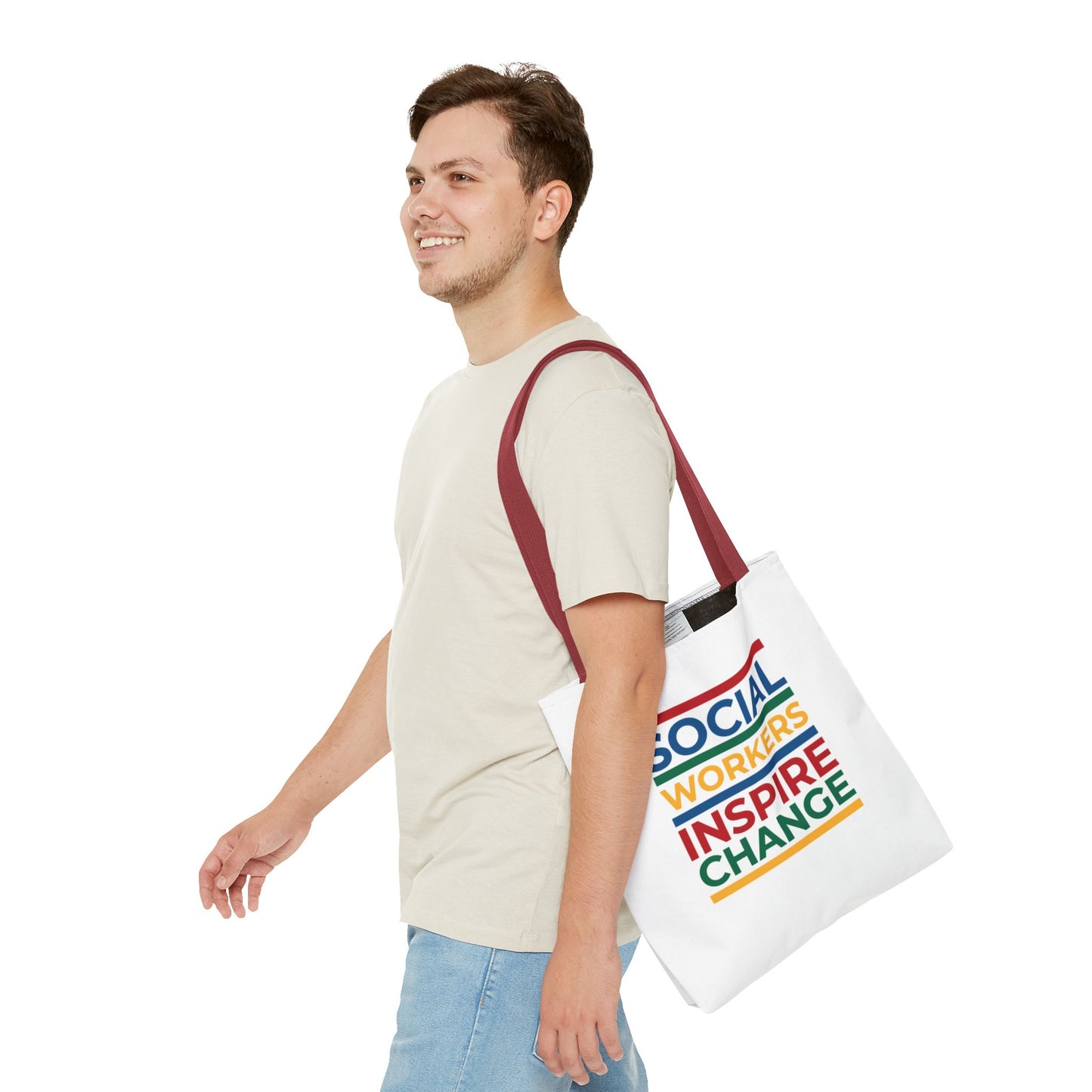 Social Worker Tote Bag — Inspirational "Social Workers Inspire Change" Two Side Design