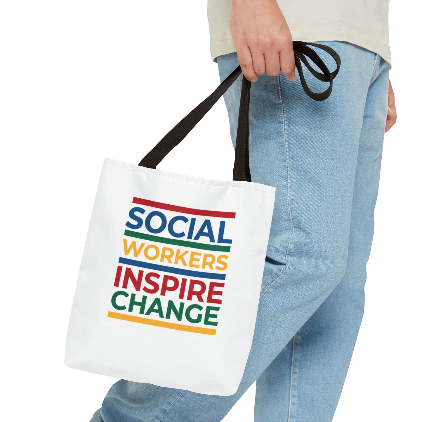 Social Worker Tote Bag — Inspirational "Social Workers Inspire Change" Two Side Design