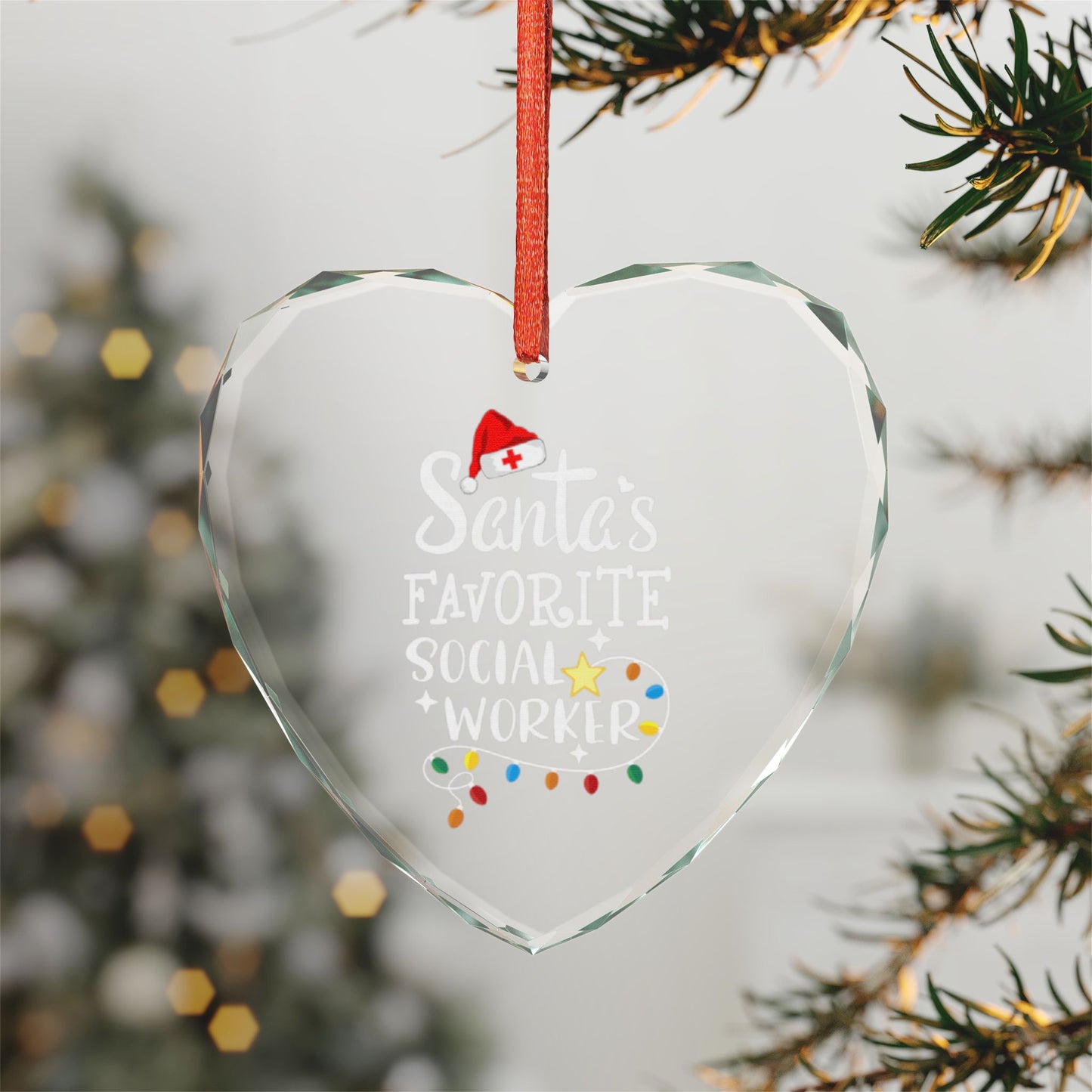 Crystal Heart Ornament – “Santa’s Favorite Social Worker” Holiday Keepsake - Medical Social Work