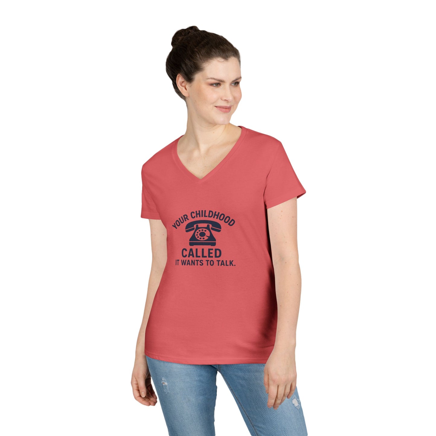 Women's V-Neck T-Shirt — "Your Childhood Called, It Wants to Talk" (Social Work/Mental Health)