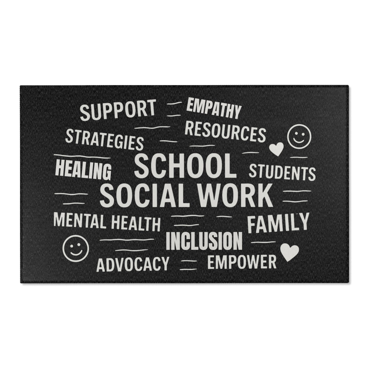 School Social Work Inspirational Area Rug - Black