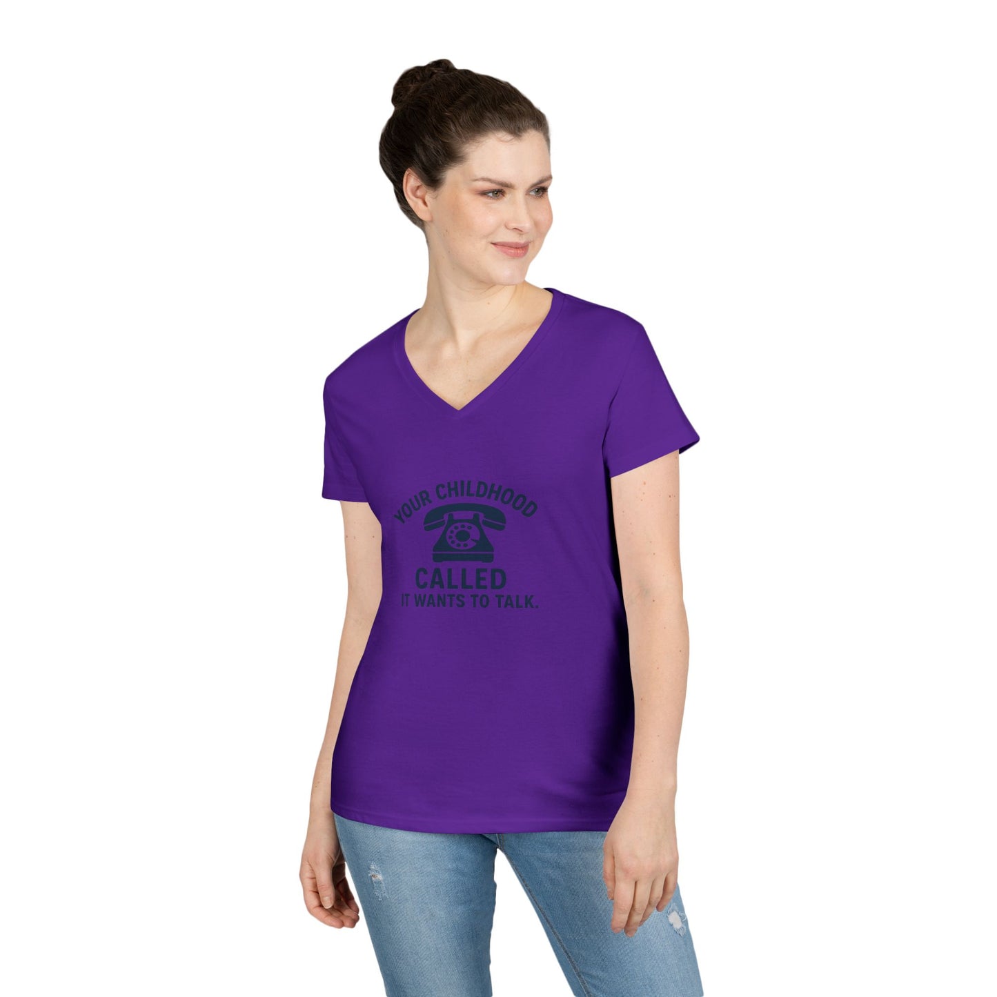 Women's V-Neck T-Shirt — "Your Childhood Called, It Wants to Talk" (Social Work/Mental Health)