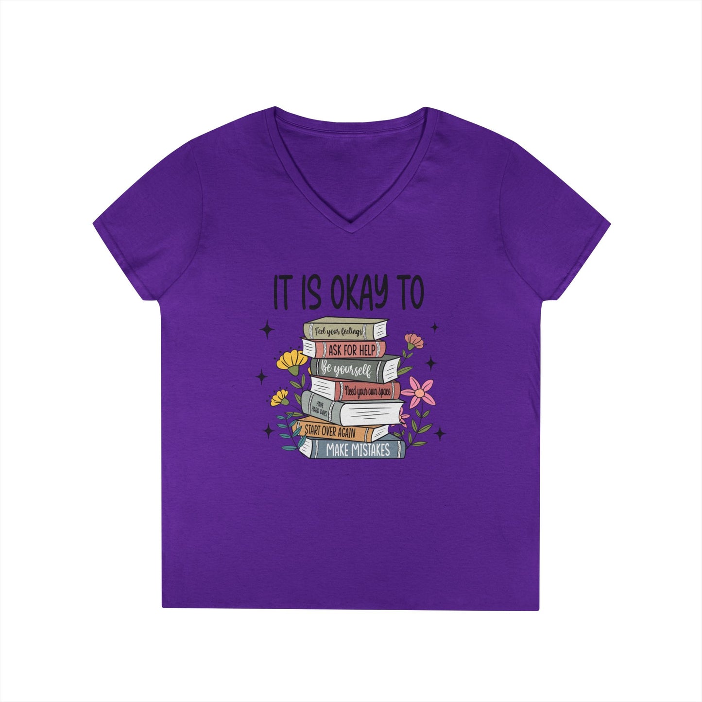 Ladies' V-Neck T-Shirt - "It's OK" - School Social Worker