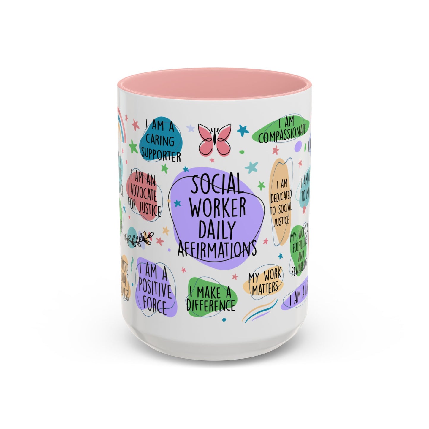 Social Worker Daily Affirmations Accent Coffee Mug — Inspirational -15oz