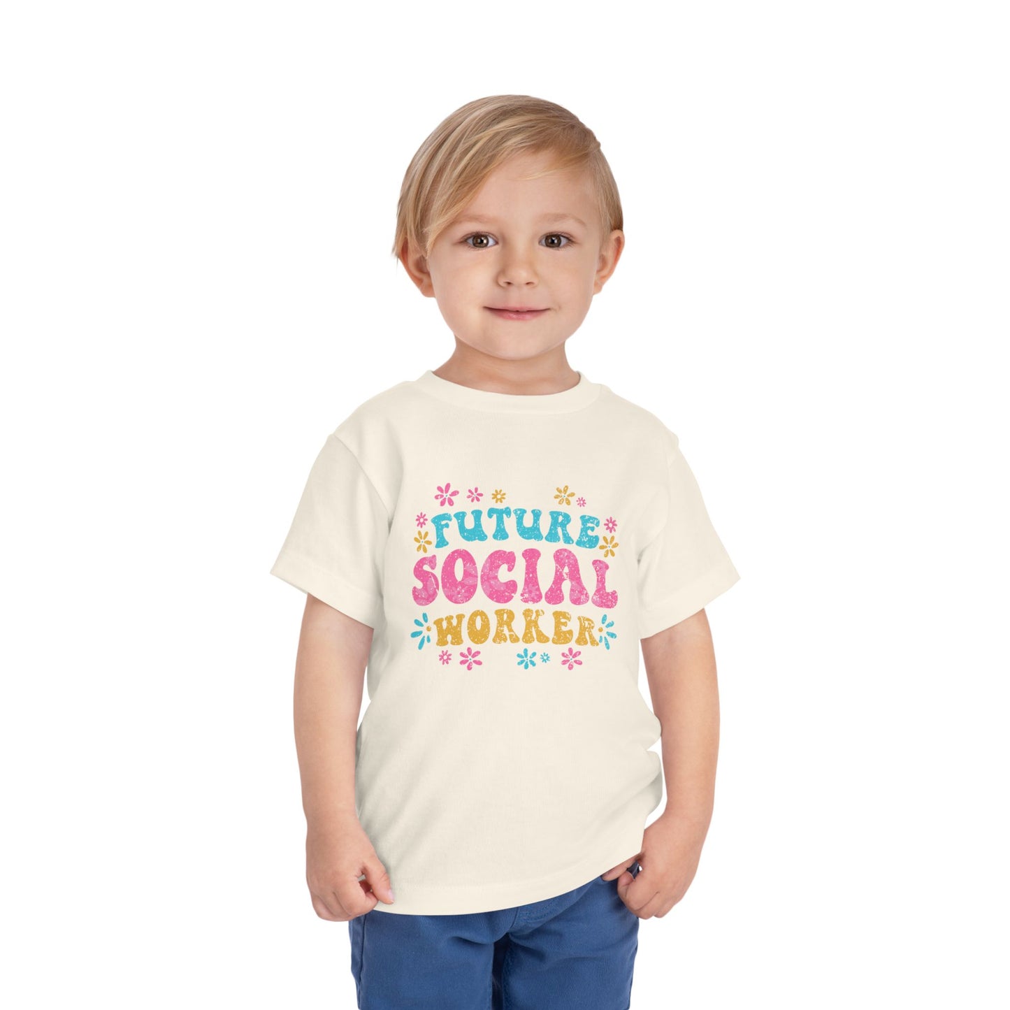 Toddler Tee - "Future Social Worker" Colorful Floral Graphic