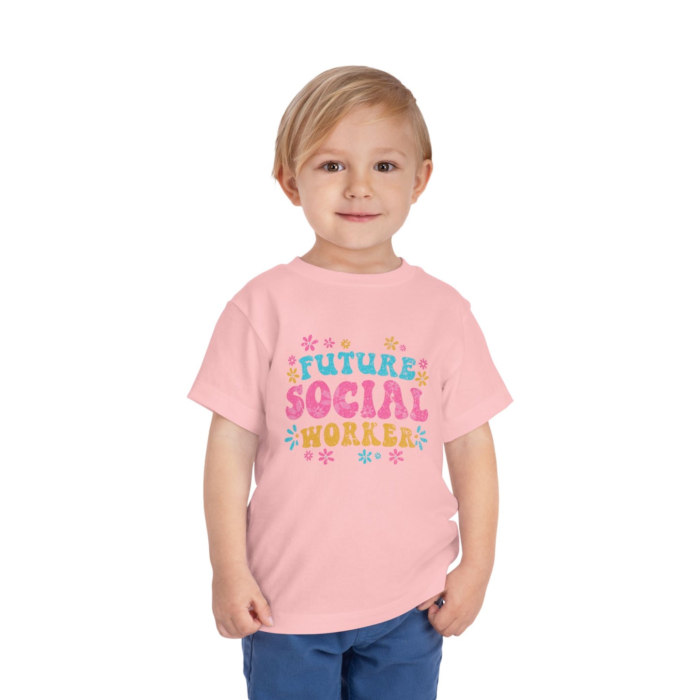 Toddler Tee - "Future Social Worker" Colorful Floral Graphic