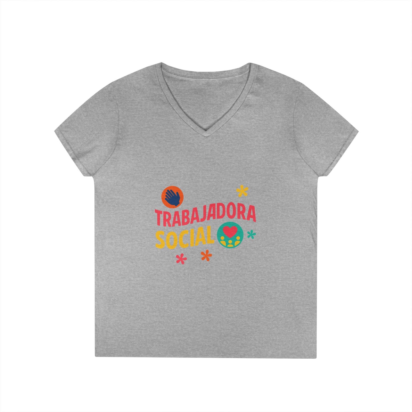Trabajadora Social V-Neck Tee — Spanish Social Worker T-Shirt, Colorful Empowerment Gift