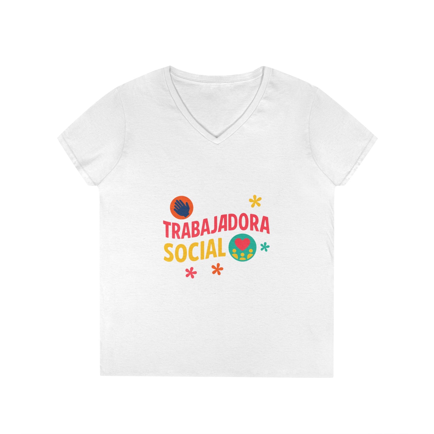 Trabajadora Social V-Neck Tee — Spanish Social Worker T-Shirt, Colorful Empowerment Gift