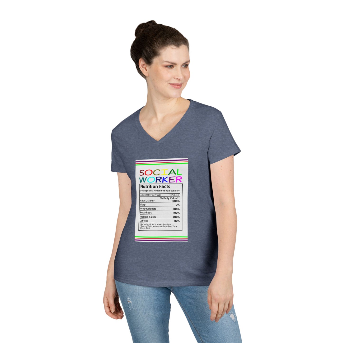 Social Worker Nutrition Facts V-Neck Tee — Women's Social Worker Gift