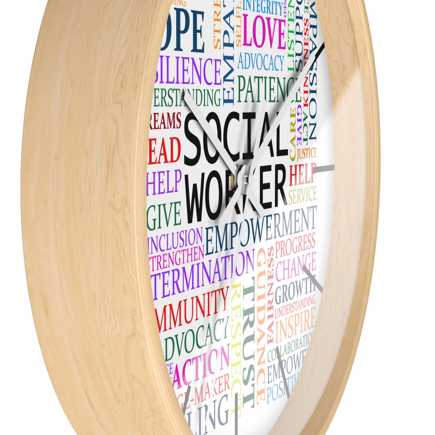 Social Worker Word Cloud Wall Clock — Inspirational Office Decor Gift