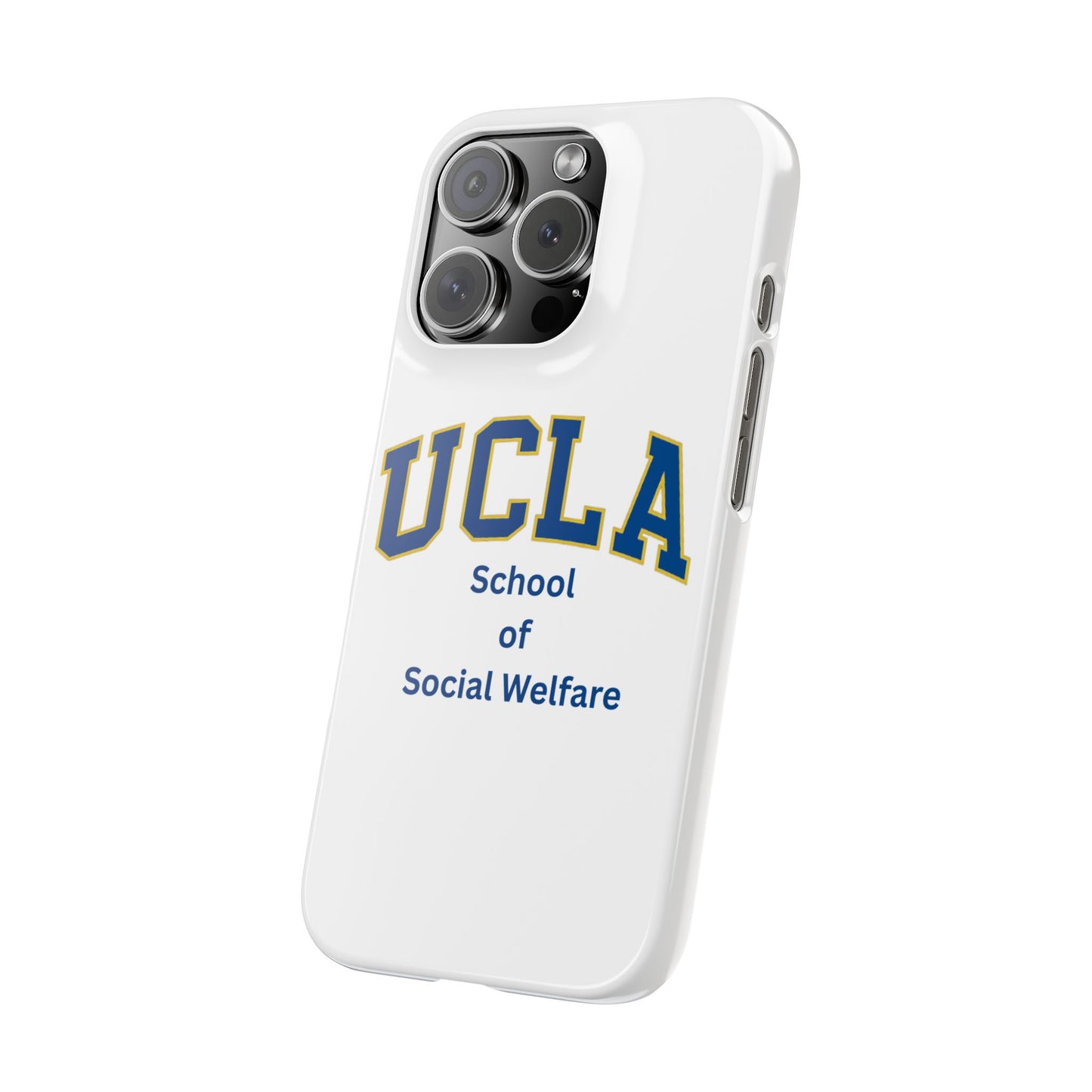 UCLA Slim I-Phone Case - School of Social Welfare-Text Logo (White)